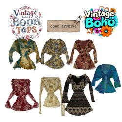 Vintage Boho / Y2K Aesthetic Printed Tops Lot | Me..