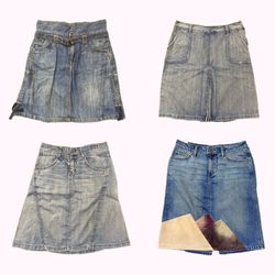 Sélection de jupes midi en jean vintage Y2k B2F-31..