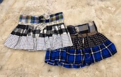 Upcycled Y2K Flannel  Ruffle Mini Skirt