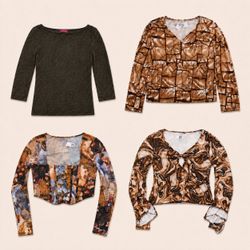 Retro Brown Statement Tops