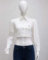 CR01994 Upcycled Ralph Lauren Puff Sleeve Cropped ..