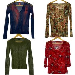 Vintage Y2K Graphic & Printed Long Sleeve Tops Col..