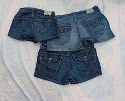 CR11525 Upcycled True Religion Mini Shorts