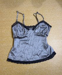 TH353 Y2K Satin Slip Top with Embroidery