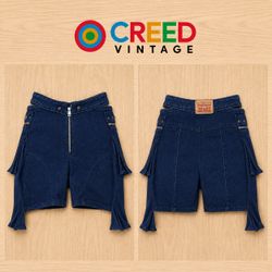 CR2195 UPCYCLED DENIM ZIP-FRONT TIE-SIDE MINI SHOR..