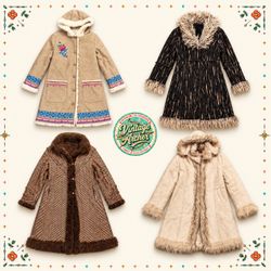 Vintage Afghan Fur-Trim Shearling Jackets :10pcs (..