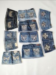 Y2K Rhinestone and Embellishment denim MINI SKIRTS