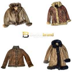 Y2k faux fur trim suede coat'
