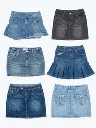 Vintage Y2K Denim Pleated & Mini Skirt Lot(B-03)