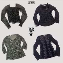 Y2k Black Rave Top a Manica Lunga (AA-1694)