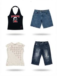 (FV-2247) Biker Style Mix Jeans & Top