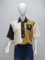CR2258 UPCYCLED CARHARTT COLORBLOCK CORDUROY SHIRT