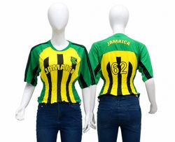 CR2153 UPCYCLED JAMAICA FOOTBALL SHIRRED JERSEY TO..