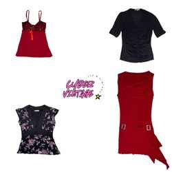Y2K Red Asymmetric Buckle& Tops & Dress(MH-065)