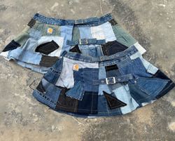 Upcycled Carhartt Denim Patchwork Mini Skirts