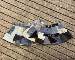 Upcycled Carhartt Denim Patchwork Mini Skirts