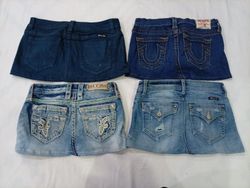 CR10344 Upcycled Mix Mini Denim Skirts