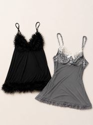 Y2K Gothic Lace Cami Tops