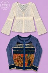 Y2K Vintage Lace Bell Sleeve Blouse