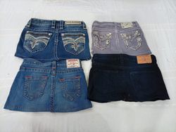 CR10573 Upcycled Mix Branded Kids’ Mini Denim Skir..