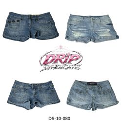 Retro Blue Y2K Denim Mini Shorts (DS-10-080)