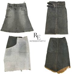 Y2K Paris Hilton Era Girl Denim Midi Skirts  RE-35..