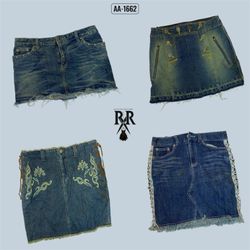 Jupes mélange denim bleu profond Y2K (AA-1662)
