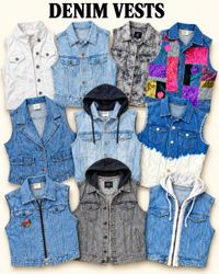 BRANDED DENIM VESTS (YSL002)