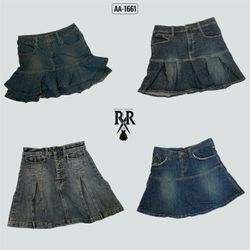 Jupes mini en jean style motarde Y2K (AA-1661)