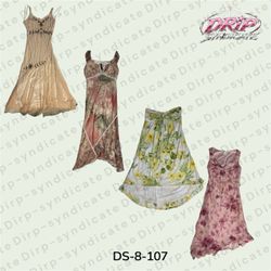 Vestito floreale in poliestere vintage Y2K (DS-8–1..