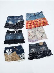 Wholesale Y2K Cute Girl Layered Denim Mini Skirts ..