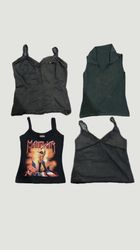 Black Camisoles Graphic Tank Tops Bustier