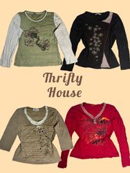 00s Gothic-Femme Long Sleeves Babytees(TH/589)