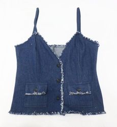 CR1942 Upcycled Denim Buttoned Camisole