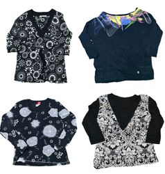 Y2K Unique Printed Blouses in Black and White