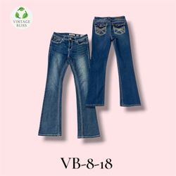 Y2K Vintage jean flair brodé sombre en gros ensemb..