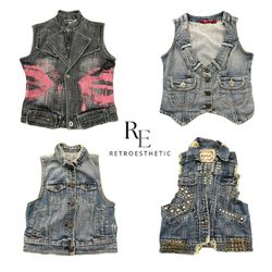 Y2K Unique Denim Waistcoat  RE-3674