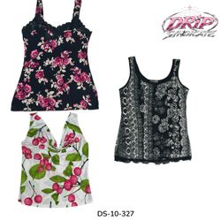 Canottiere stampate Y2K con pizzo (DS-10-327)