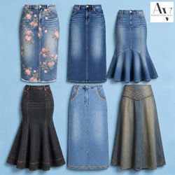 Denim Maxi and Midi Skirts