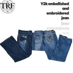 #155 Y2K embroidered and embellished jeans