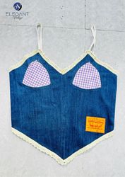 UPCYCLED Levis Korsett-Top mit Spitze und Karomust..