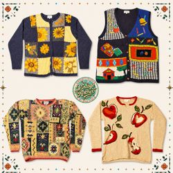 Vintage Heavy Knit Novelty Jumpers: 10pcs (S5)