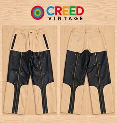 CR02268 Upcycled Leather Panel Utility Cargo Trous..
