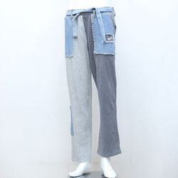 CR15420 Upcycled Branded Trousers With Denim Patch