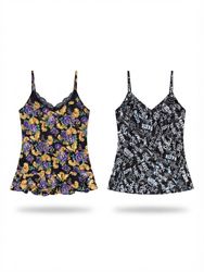 (FV-2798) Vintage Y2K Floral Cami Tops & Printed S..