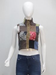 CR2225 UPCYCLED CORDUROY & BANDANA PATCHWORK VEST