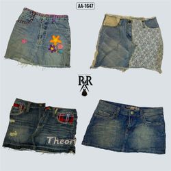 Y2k Icy Blue Denim Mini Skirts (AA-1647)
