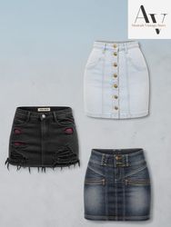 Trending denim mini skirts