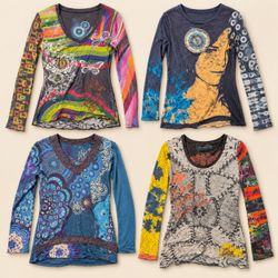 Y2K  Desigual Whimsical Graphic Long Sleeve Tops