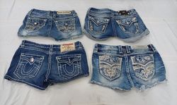 CR11106 Vintage Mix-Branded Mini Denim Shorts